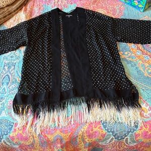 Catherines Black and White Fringe Jacket